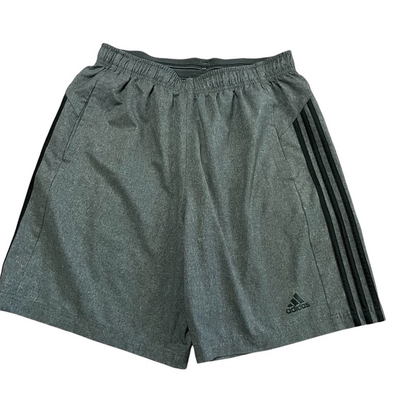Adidas Men's Dark Gray Athletic Shorts Three Stripe Elastic size Large running - Picture 1 of 7